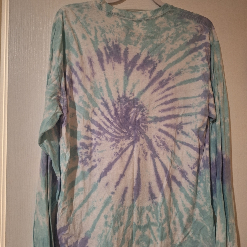 Tie-Dye Long Sleeve Tee with Cartoon Panel - Pastel Multi - Picture 2 of 2